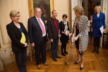 La reine Mathilde de Belgique au Palais royal à Bruxelles, le 3 avril 2015