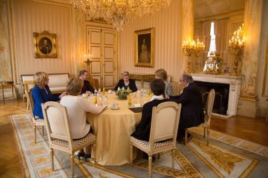 La reine Mathilde de Belgique au Palais royal à Bruxelles, le 3 avril 2015