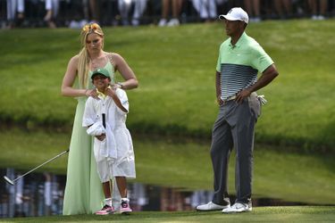 Lindsey Vonn, Tiger Woods et la fille de ce dernier, Sam, à Augusta le 8 avril 2015