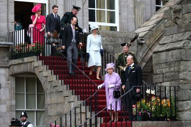 La reine Elizabeth II, avec la princesse Anne et les princes Philip et Edward, à Edimbourg, le 1er juillet 2015