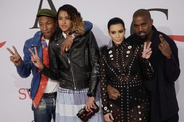 Pharrell Williams, Helen Lasichanh, Kim Kardashian et Kanye West à New York le 1er juin 2015