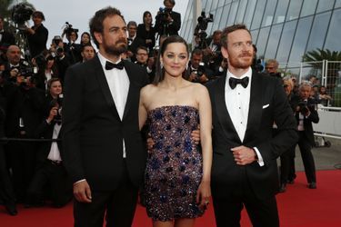 Justin Kurzel, Marion Cotillard et Michael Fassbender à Cannes le 23 mai 2015 