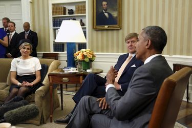 La reine Maxima et le roi Willem-Alexander des Pays-Bas avec Barack Obama à Washington, le 1er juin 2015