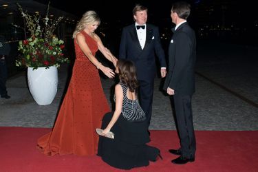 La princesse Marie et le prince Joachim de Danemark avec la reine Maxima et le roi Willem-Alexander des Pays-Bas à Copenhague, le 18 mars 2015