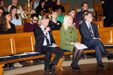 La princesse Mette-Marit participe à une conférence sur la santé à l'université d'Oslo, le 16 mars 2015