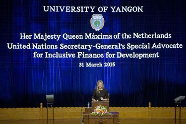 La reine Maxima des Pays-Bas à l&#039;Université de Yangon, le 31 mars 2015
