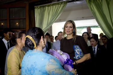 La reine Maxima des Pays-Bas à son arrivée à l&#039;hôtel à Yangon, le 30 mars 2015