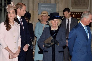 Les princes William et Charles avec Kate et Camilla à l&#039;abbaye de Westminster à Londres, le 9 mars 2015