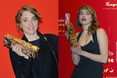 Adele Haenel lors de la cérémonie des César le 20 février 2015 et en 2014