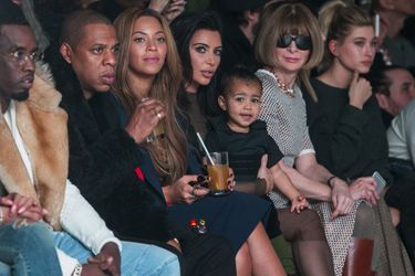 Jay Z, Beyoncé et Kim Kardashian au défilé Kanye West pour Adidas, à New York le 12 février 2015