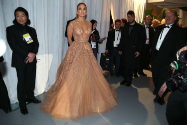 Jennifer Lopez dans les coulisses des Oscars, à Los Angeles le 22 février 2015