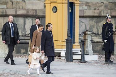La princesse Victoria de Suède avec le prince Daniel et Estelle à Stockholm, le 21 mars 2015