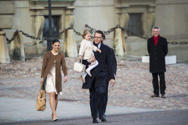 La princesse Victoria de Suède avec le prince Daniel et Estelle à Stockholm, le 21 mars 2015