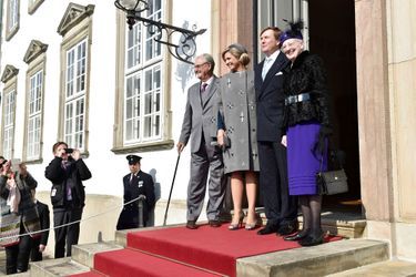 Le prince Henrik, la reine Maxima, le roi Willem-Alexander et la reine Margrethe II au château de Fredensborg, le 17 mars 2015