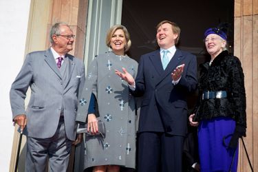Le prince Henrik, la reine Maxima, le roi Willem-Alexander et la reine Margrethe II au château de Fredensborg, le 17 mars 2015