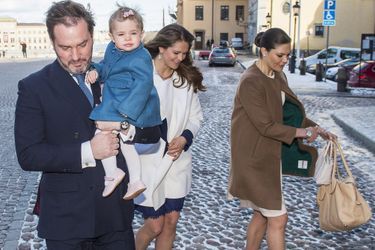 Les princesses Victoria et Madeleine de Suède avec Christopher O&#039;Neill et Leonore à Stockholm, le 21 mars 2015