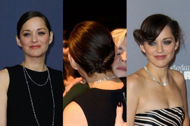 Marion Cotillard lors de la cérémonie des César le 20 février 2015 et en 2013