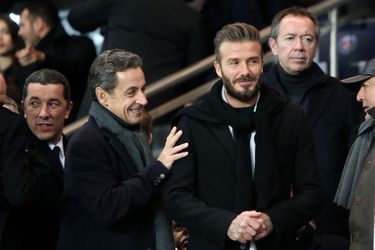 Nicolas Sarkozy et David Beckham à Paris le 17 février 2015