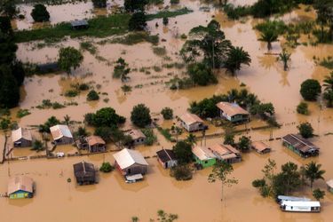 A view of a neighbourhood flooded by the Purus river, which continues to rise from days of heavy rainfall in the region, in Boca do Acre