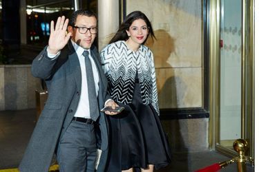 Dany Boon et sa femme Yaël arrivent au 30ème dîner du Crif à Paris, le 23 février 2015
