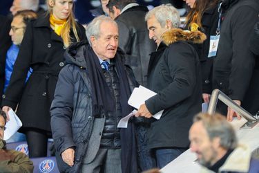 Jean Tiberi et Raymond Domenech lors de la rencontre du PSG et des Girondins de Bordeaux