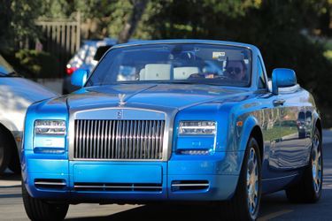 Johnny Hallyday à Los Angeles dans sa Rolls Royce, le 16 janvier 2015