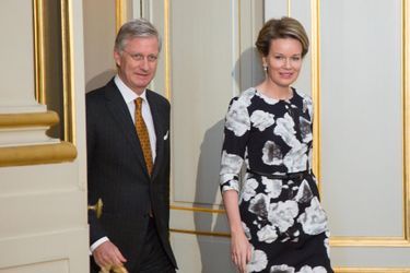 La reine Mathilde et le roi Philippe de Belgique au Palais royal à Bruxelles, le 20 janvier 2015