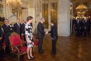 La reine Mathilde et le roi Philippe de Belgique reçoivent les représentants de l’UE à Bruxelles, le 20 janvier 2015