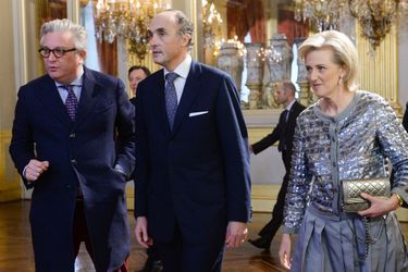 Le prince Laurent et la princesse Astrid avec son mari l&#039;archiduc Lorentz au Palais royal à Bruxelles, le 29 janvier 2015