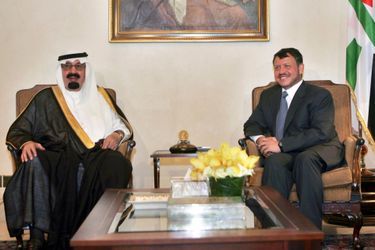 Le roi Abdallah avec le roi Abdallah II de Jordanie à Amman, le 27 juin 2007