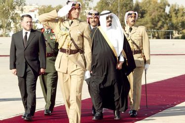 Le roi Abdallah avec le roi Abdallah II de Jordanie à Amman, le 7 mai 2005