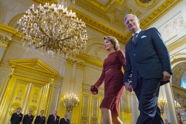 Le roi Philippe et la reine Mathilde de Belgique au Palais royal à Bruxelles, le 29 janvier 2015
