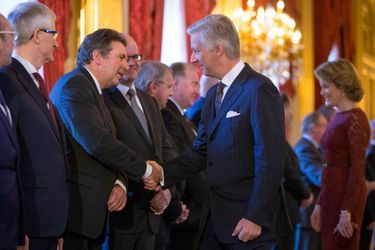 Le roi Philippe et la reine Mathilde lors de la réception pour la nouvelle année au Palais royal à Bruxelles, le 29 janvier 2015