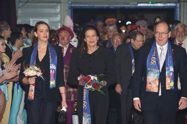 Pauline Ducruet, Stéphanie et Albert de Monaco au 39ème Festival du cirque de Monte-Carlo, le 20 janvier 2015