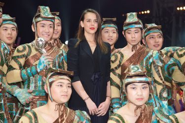 Pauline Ducruet avec la troupe acrobatique de Tianjin récompensée d&#039;un Clown d&#039;d&#039;argent à Monaco, le 20 janvier 2015