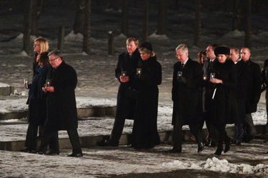 Willem-Alexander et Maxima des Pays-Bas et Philippe et Mathilde de Belgique à Auschwitz-Birkenau, le 27 janvier 2015 