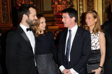 Benjamin Millepied, Natalie Portman, Manuel Valls et Anne Gravoin à Paris le 12 janvier 2014