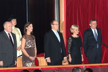 Le prince Albert de Monaco et la princesse Caroline de Hanovre lancent l’année de la Russie à Monaco, le 19 décembre 2014 