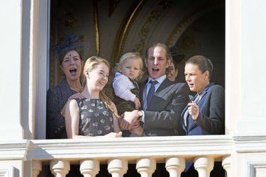 Les princesses Caroline et Stéphanie avec Andrea Casiraghi et son fils Sacha, et Alexandra de Hanovre à Monaco, le 19 novembre 2014