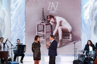 Zaz avec Michel Drucker lors de l’enregistrement de «Vivement Dimanche», le 16 décembre 2014