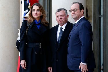 Le roi Abdallah II et la reine Rania de Jordanie et François Hollande