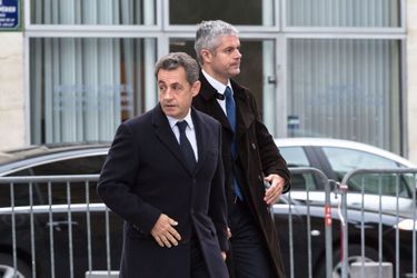 Nicolas Sarkozy et Laurent Wauquiez aux obsèques de Jacques Barrot à Paris