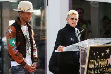 Pharrell Williams et Ellen DeGeneres à Los Angeles le 4 décembre 2014