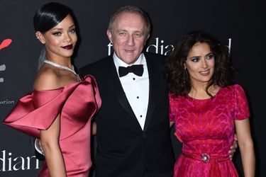 Rihanna, François-Henri Pinault et Salma Hayek à Los Angeles le 11 décembre 2014
