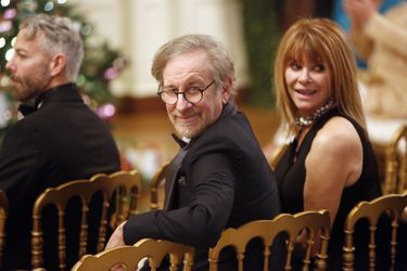Steven Spielberg et sa femme l’actrice Kate Capshaw à la Maison blanche à Washington, le 7 décembre 2014