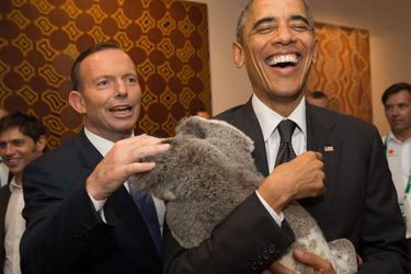 Barack Obama, Tony Abbott et Jimbelung