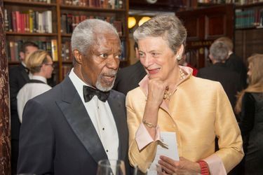 Kofi Annan et sa femme Nane Lagergren à Londres, le 21 novembre 2014