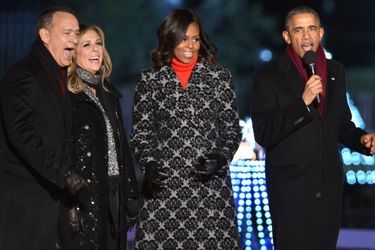 La famille Obama à l&#039;inauguration des illuminations de la Maison Blanche