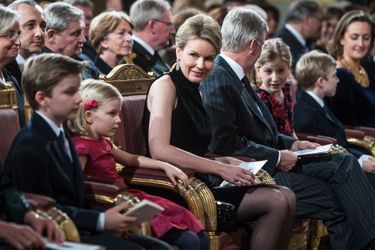 La famille royale de Belgique au concert de Noël au Palais royal de Bruxelles, le 17 décembre 2014