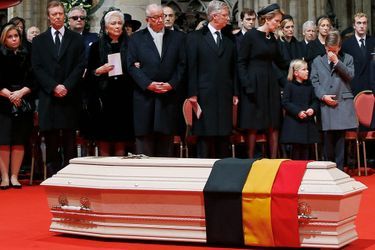 La famille royale de Belgique aux obsèques de l’ex-reine Fabiola à Bruxelles, le 12 décembre 2014